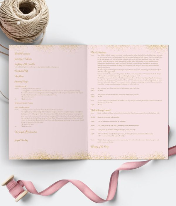 wedding pink and gold mass booklets