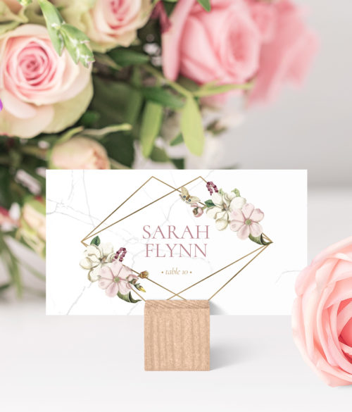 marble floral place name cards